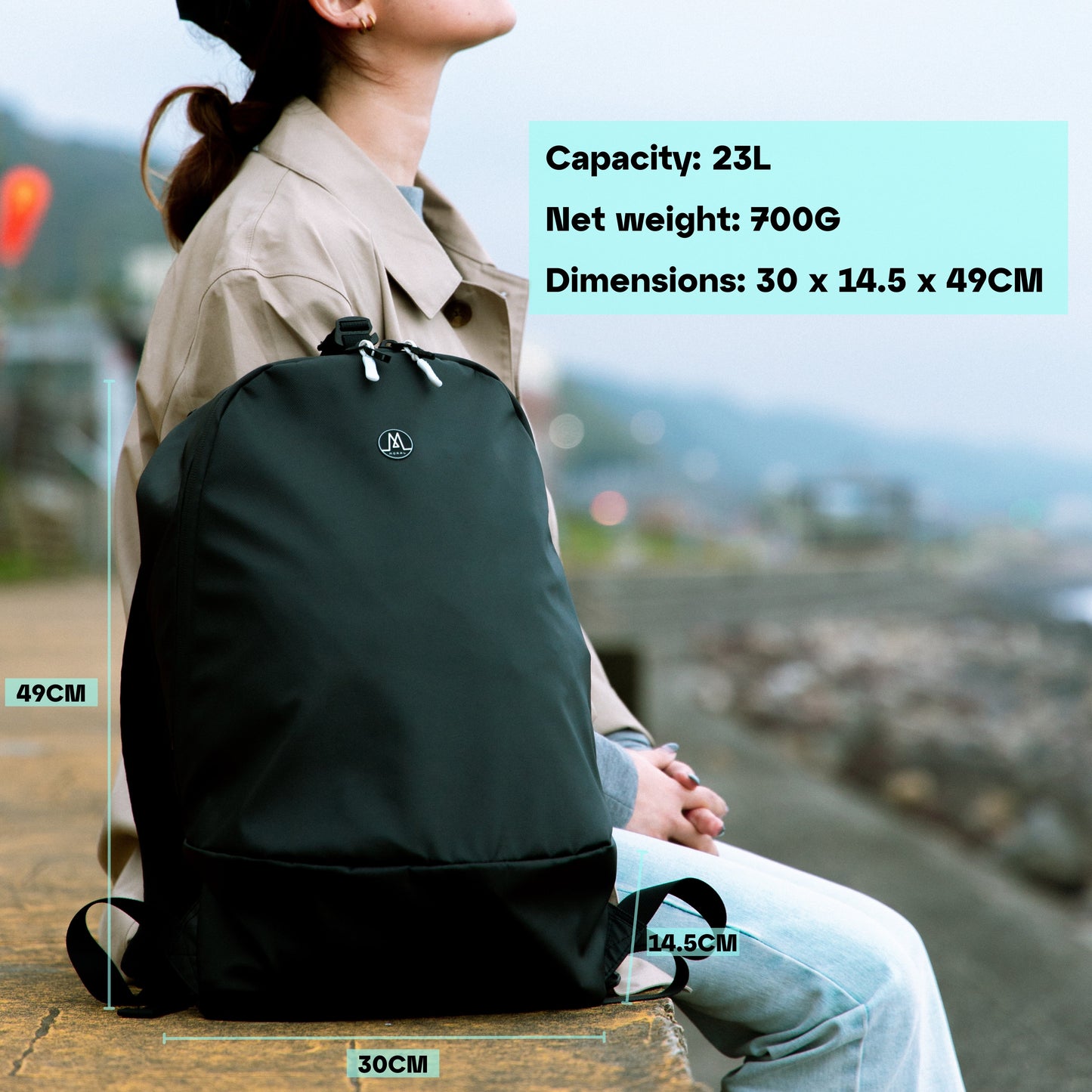 Moral MARQUIS 日常簡約山系時尚背包 Stealth Bomber Edition,容量23L,淨重700克輕巧大容量設計適合各種場合。